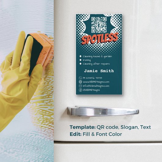 Spotless Blue: aangepaste huisreiniging QR-code Magnetisch Visitekaartje
