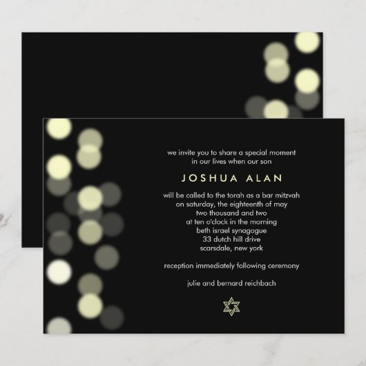 Spotlight Bar/Bat Mitzvah Uitnodiging (Voorkant / Achterkant)