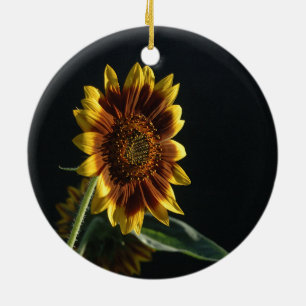 Spotlight op een prachtige zonnebloem keramische o keramisch ornament