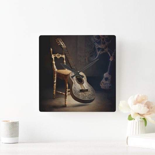Spotlight op Guitar Wall Clock Vierkante Klok (Huis)