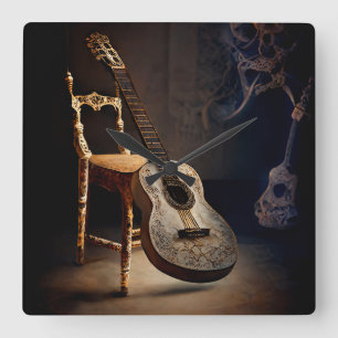 Spotlight op Guitar Wall Clock Vierkante Klok