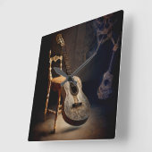 Spotlight op Guitar Wall Clock Vierkante Klok (Hoek)