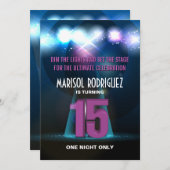 Spotlight Star Paarse Quinceañera Kaart (Voorkant / Achterkant)