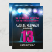 Spotlight Star Pink 13th Birthday Kaart (Voorkant / Achterkant)