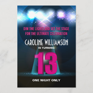 Spotlight Star Pink 13th Birthday Kaart