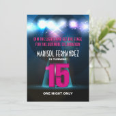 Spotlight Star Pink Quinceañera Kaart (Staand voorkant)