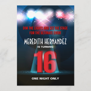 Spotlight Star Red Sweet 16 Kaart