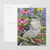 Spotlijster met Bloemen Briefkaart (Voorkant / Achterkant)