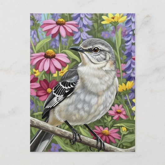 Spotlijster met Bloemen Briefkaart (Voorkant)