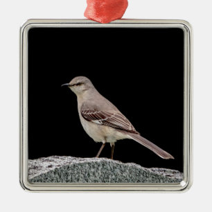Spotlijster op een grafsteen metalen ornament