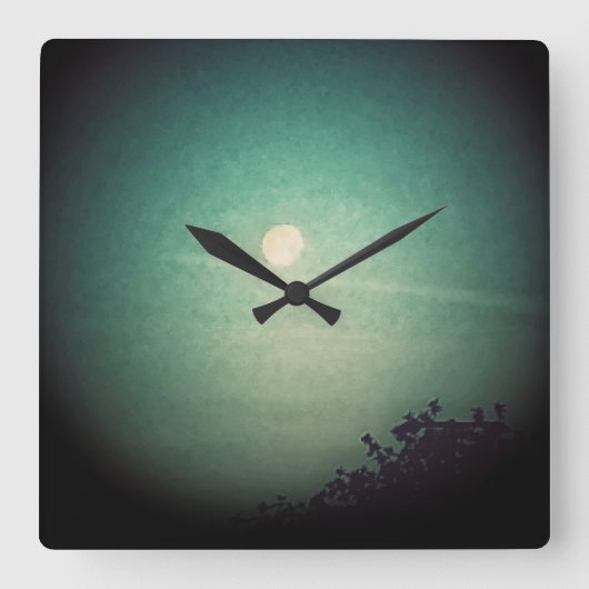 Spotlit Moon Vierkante Klok (Voorkant)