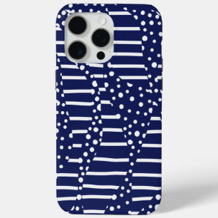 Spots and Stripes 2 - Blue and White iPhone 15 Pro Max Hoesje
