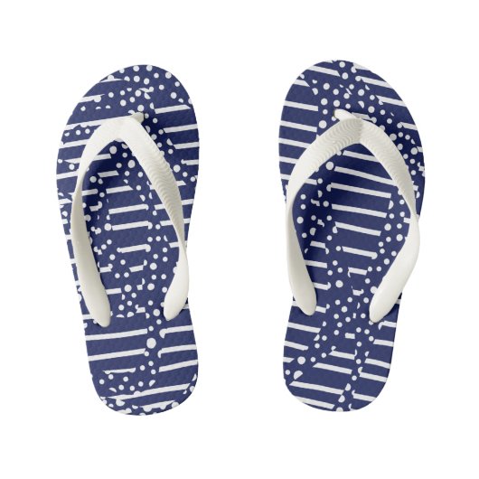 Spots and Stripes 2 - Blue and White Kinder Teenslippers (Voetbed)