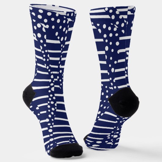 Spots and Stripes 2 - Blue and White Sokken (Gebogen)