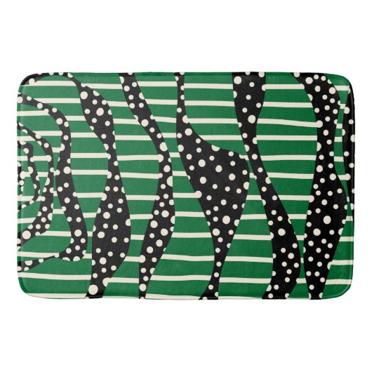 Spots and Stripes 2 - Green, Cream and Black Badmat (Voorkant)