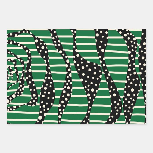 Spots and Stripes 2 - Green, Cream and Black Inpakpapier Vel (Voorkant 2)