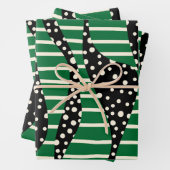 Spots and Stripes 2 - Green, Cream and Black Inpakpapier Vel (In situ)