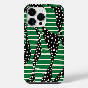 Spots and Stripes 2 - Green, Cream and Black iPhone 14 Pro Max Hoesje