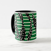 Spots and Stripes 2 - Green, Cream and Black Mok (Voorkant links)
