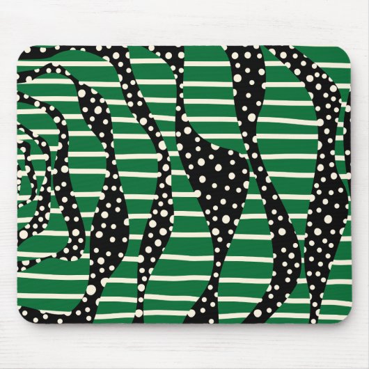 Spots and Stripes 2 - Green, Cream and Black Muismat (Voorkant)