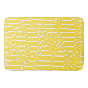 Spots and Stripes 2 - Lemon Yellow and White Badmat