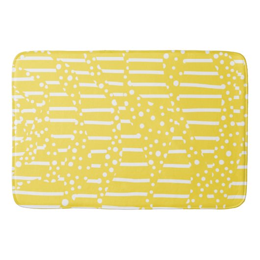 Spots and Stripes 2 - Lemon Yellow and White Badmat (Voorkant)