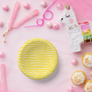 Spots and Stripes 2 - Lemon Yellow and White Papieren Kommen