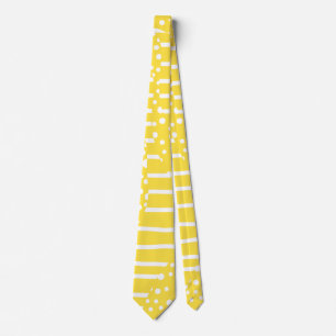 Spots and Stripes 2 - Lemon Yellow and White Stropdas