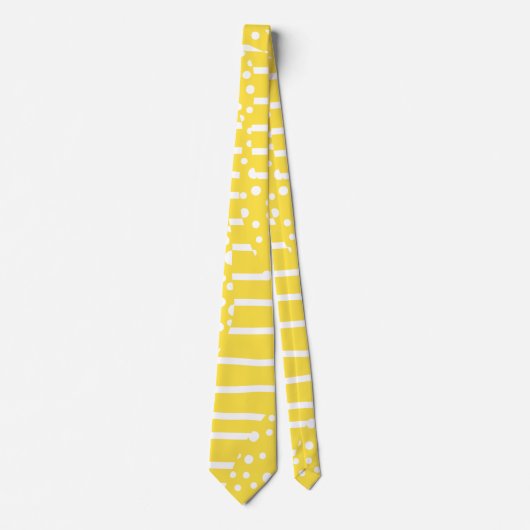 Spots and Stripes 2 - Lemon Yellow and White Stropdas (Voorkant)