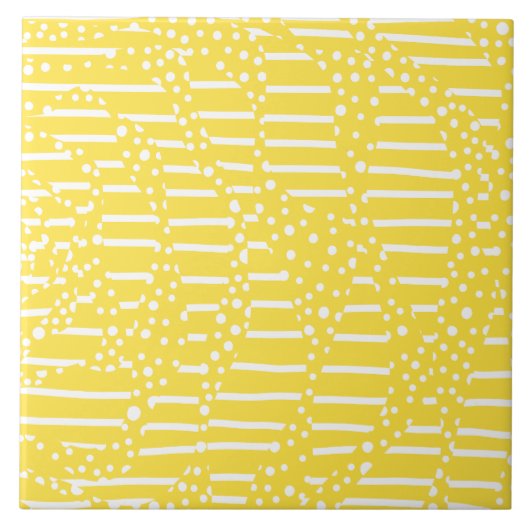 Spots and Stripes 2 - Lemon Yellow and White Tegeltje (Voorkant)