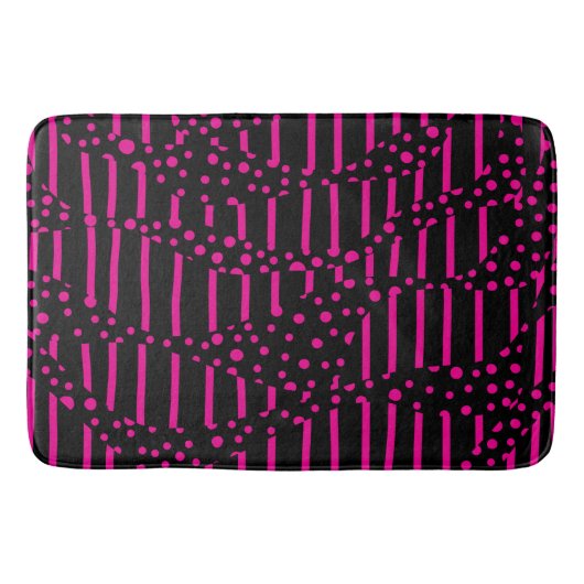 Spots and Stripes 2 - Magenta en Black Badmat (Voorkant)