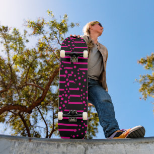 Spots and Stripes 2 - Magenta en Black Persoonlijk Skateboard