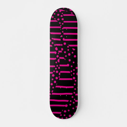 Spots and Stripes 2 - Magenta en Black Persoonlijk Skateboard (Voorkant)