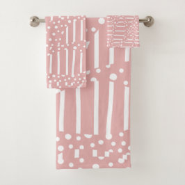 Spots and Stripes 2 - Roze en wit Bad Handdoek