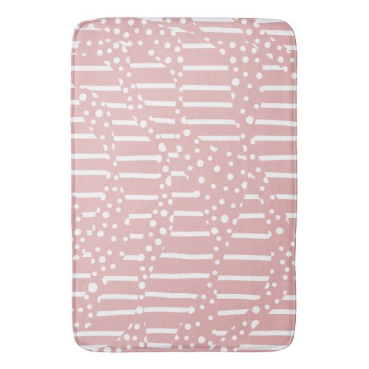 Spots and Stripes 2 - Roze en wit Badmat (Voorkant Verticaal)