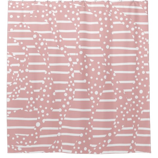 Spots and Stripes 2 - Roze en wit Douchegordijn (Voorkant)