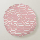 Spots and Stripes 2 - Roze en wit Rond Kussen (Achterkant)