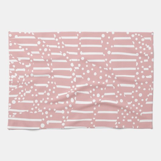Spots and Stripes 2 - Roze en wit Theedoek (Horizontaal)
