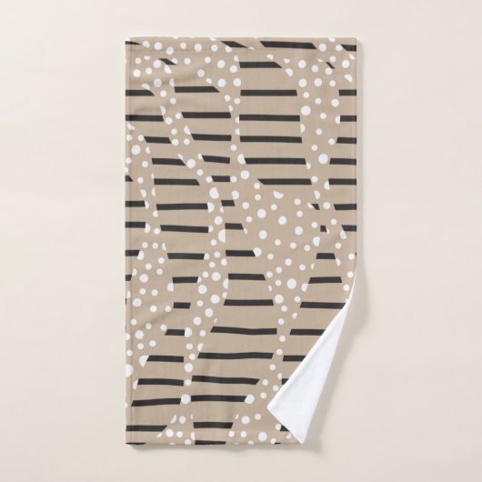 Spots and Stripes 2 - Taupe, Black en White Bad Handdoek (Handdoek)