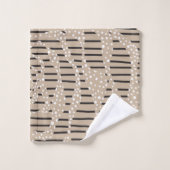 Spots and Stripes 2 - Taupe, Black en White Bad Handdoek (Wasdoekje)