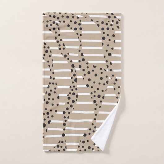 Spots and Stripes 2 - Taupe, Black en White Bad Handdoek (Handdoek)