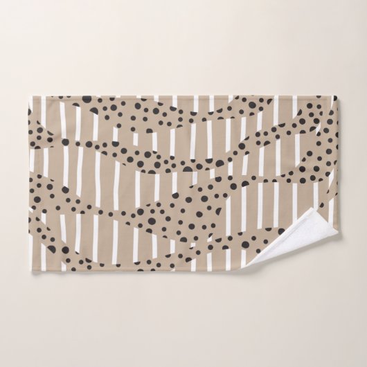 Spots and Stripes 2 - Taupe, Black en White Bad Handdoek (Handdoek)