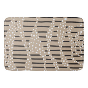 Spots and Stripes 2 - Taupe, Black en White Badmat