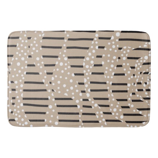 Spots and Stripes 2 - Taupe, Black en White Badmat (Voorkant)