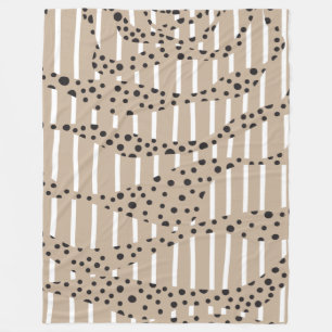 Spots and Stripes 2 - Taupe, Black en White Fleece Deken