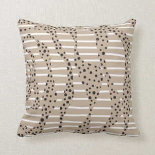Spots and Stripes 2 - Taupe, Black en White Kussen