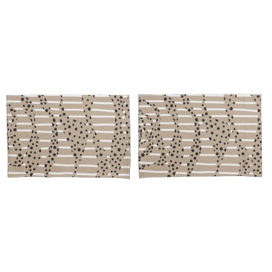 Spots and Stripes 2 - Taupe, Black en White Kussensloop (Voorkant-Set)