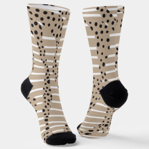 Spots and Stripes 2 - Taupe, Black en White Sokken