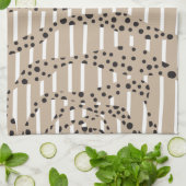 Spots and Stripes 2 - Taupe, Black en White Theedoek (Gevouwen)