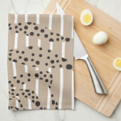 Spots and Stripes 2 - Taupe, Black en White Theedoek (Quarter Fold)